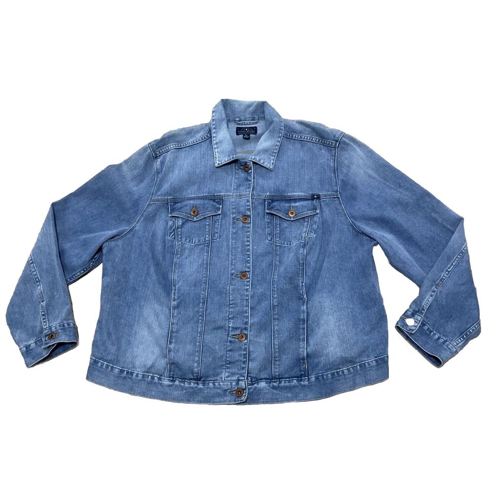 Lucky Brand Dikie Denim Jacket Women 3X Light Blue Trucker Western Layer Jean 3X